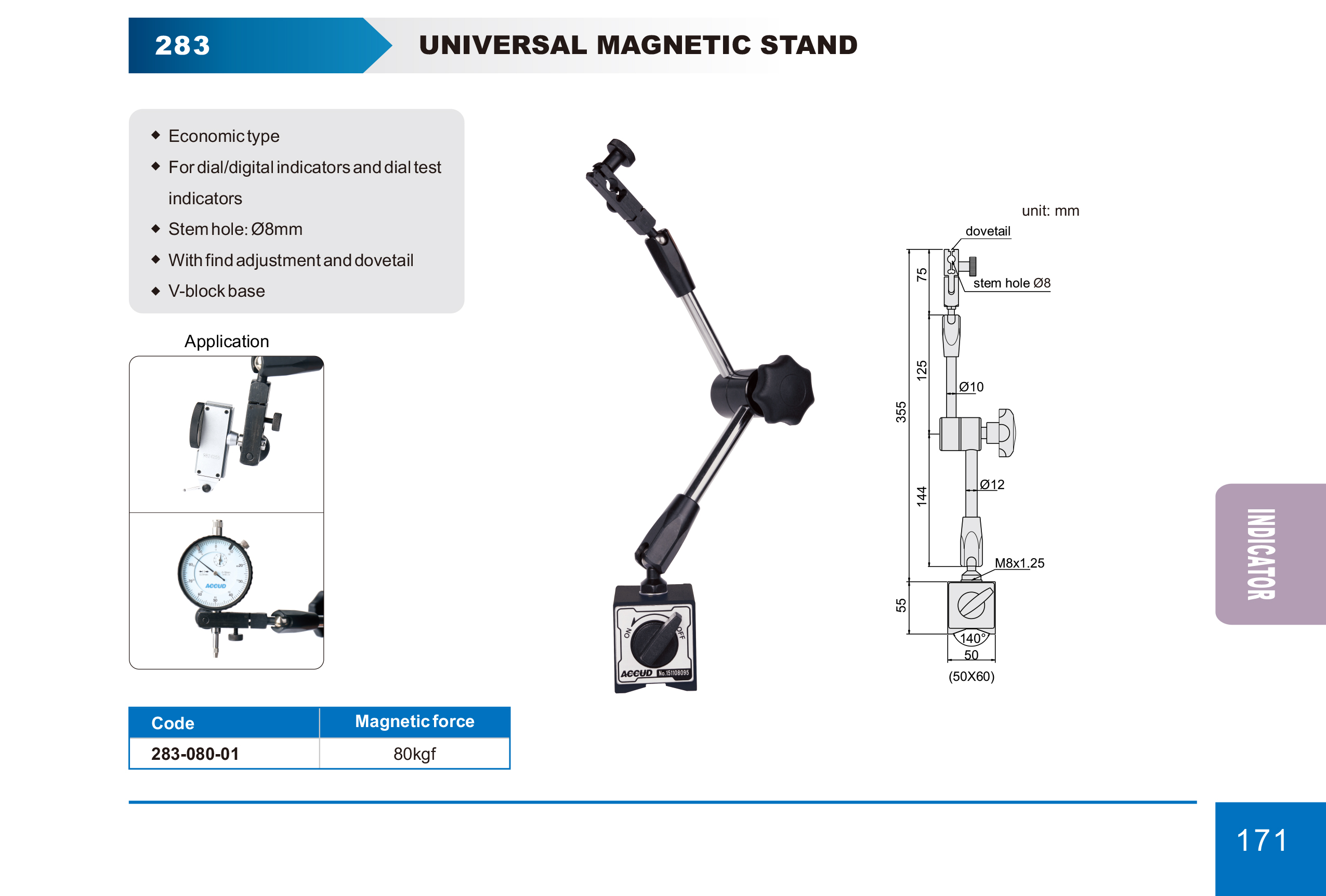 BASE MAGNETICA ARTICULADA 80KGF ACCUD - BASE MAGNETICA